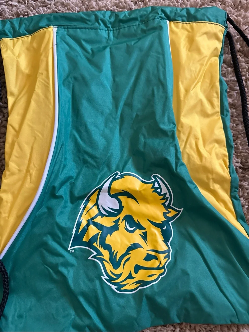 Green and Yellow NDSU Bison Drawstring Backpack Pair